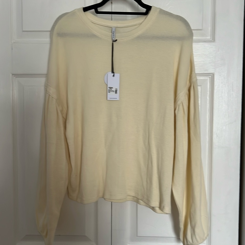 Z Supply Gathered Sleeve Thermal Waffle Top